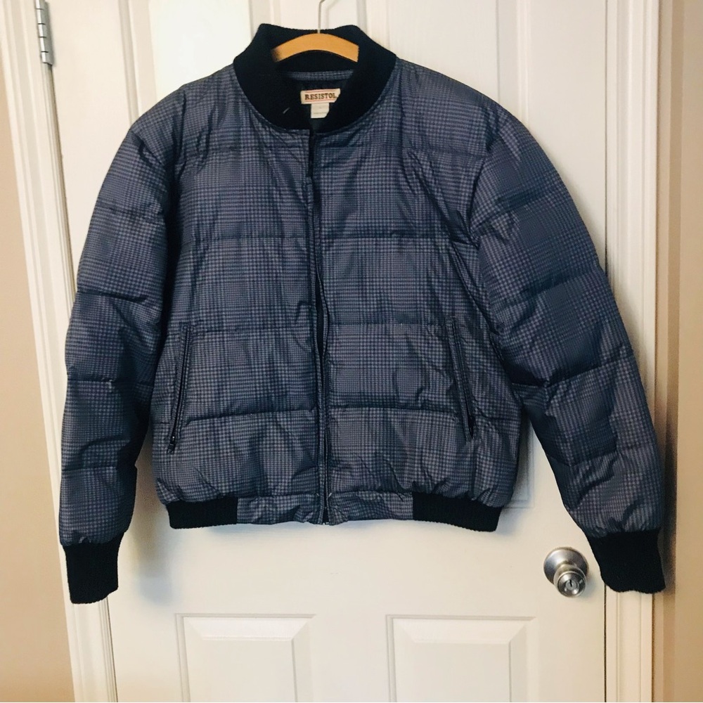 Resistol Down Filled Cluster Feather Gray Puffer Jacket with Black Accent Size L